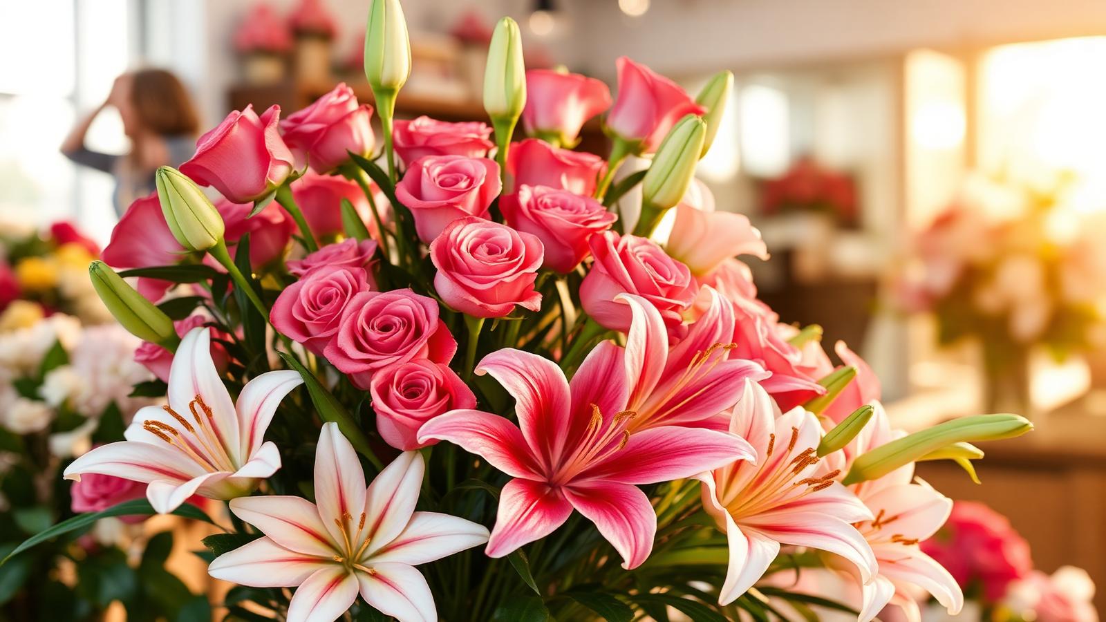 Fresh burgundy and blush rose arrangement by Aligoraya Flowers Market, Lahore