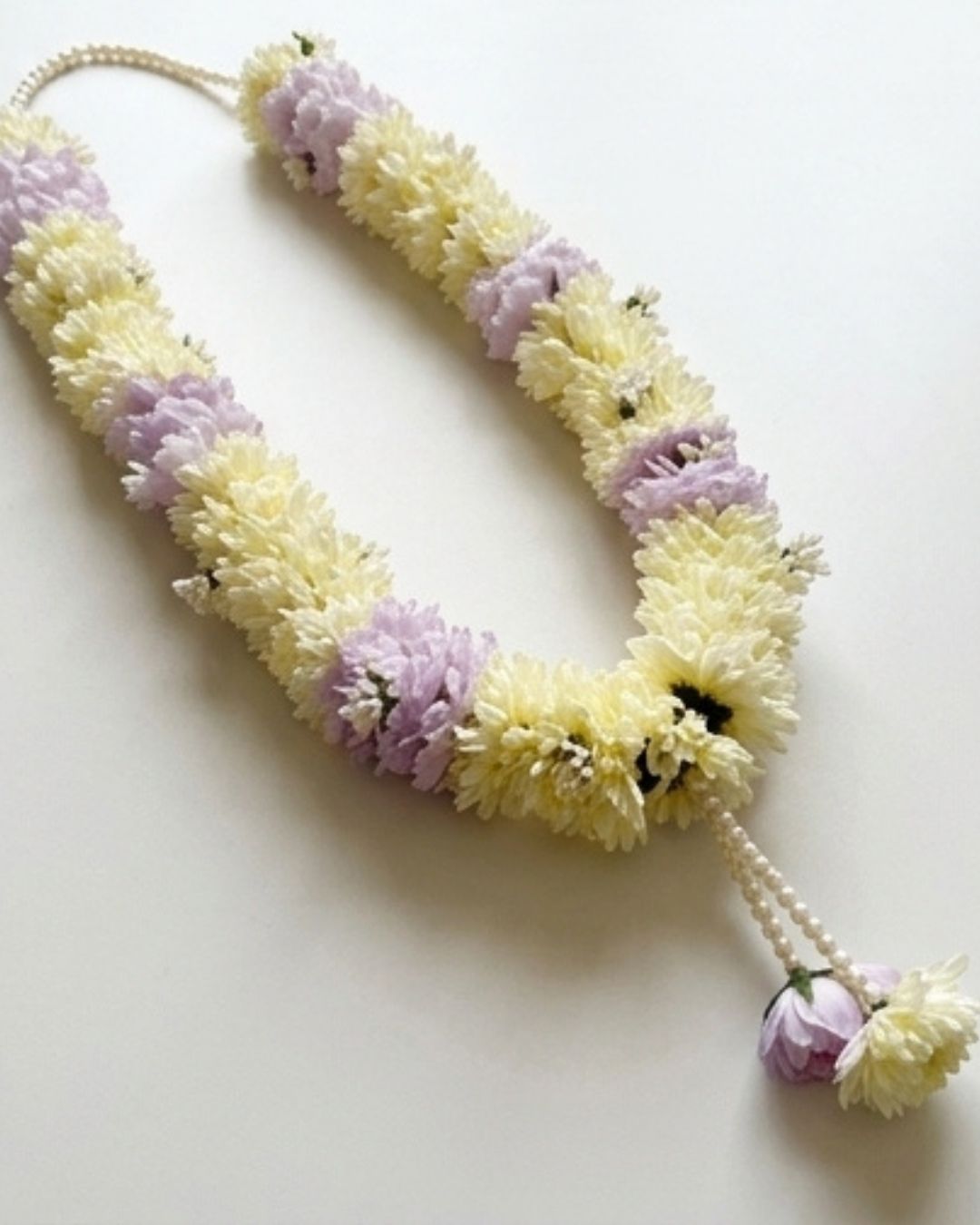Pastel Yellow & Lilac Traditional Wedding Mala detail 4