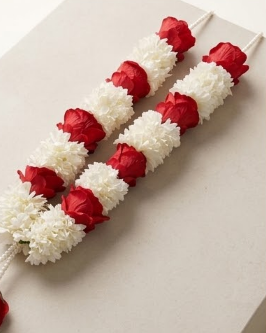 : Crimson & Ivory Artificial Floral Garland Mala detail 4