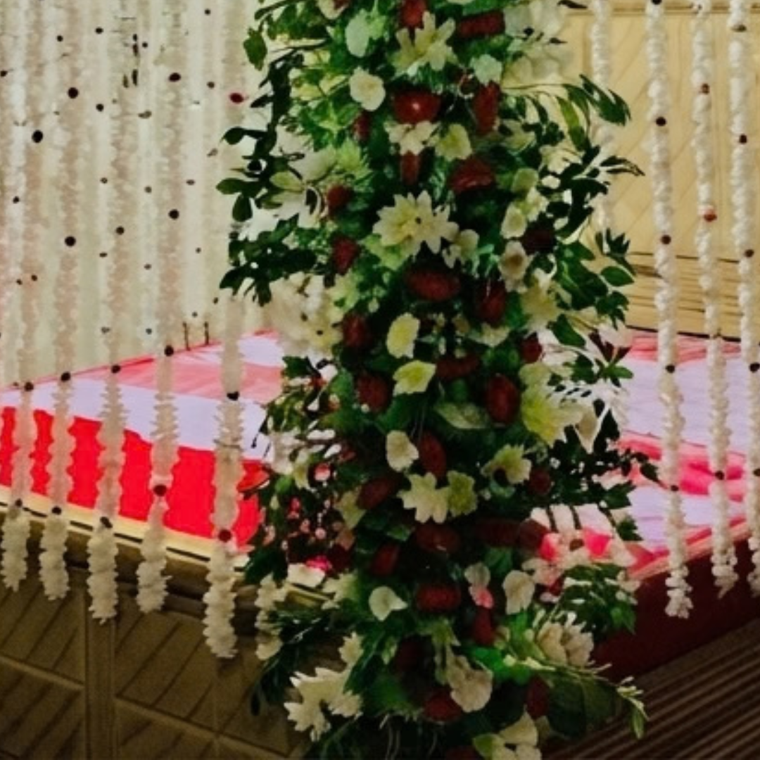 Floral Arch & Hanging Garland Bridal Room Decoration