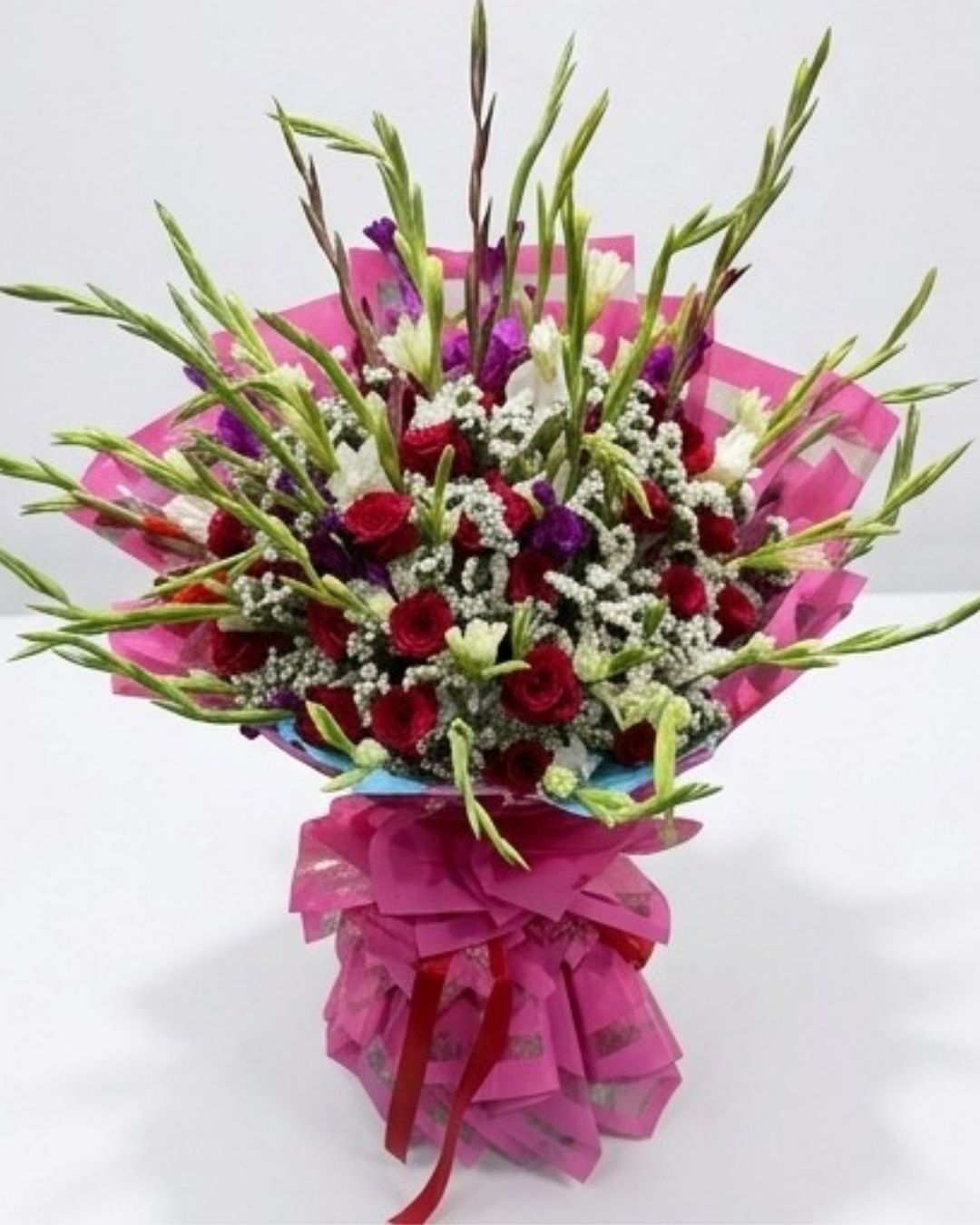 Ruby Radiant Gladiolus & Rose Luxury Bouquet detail 3