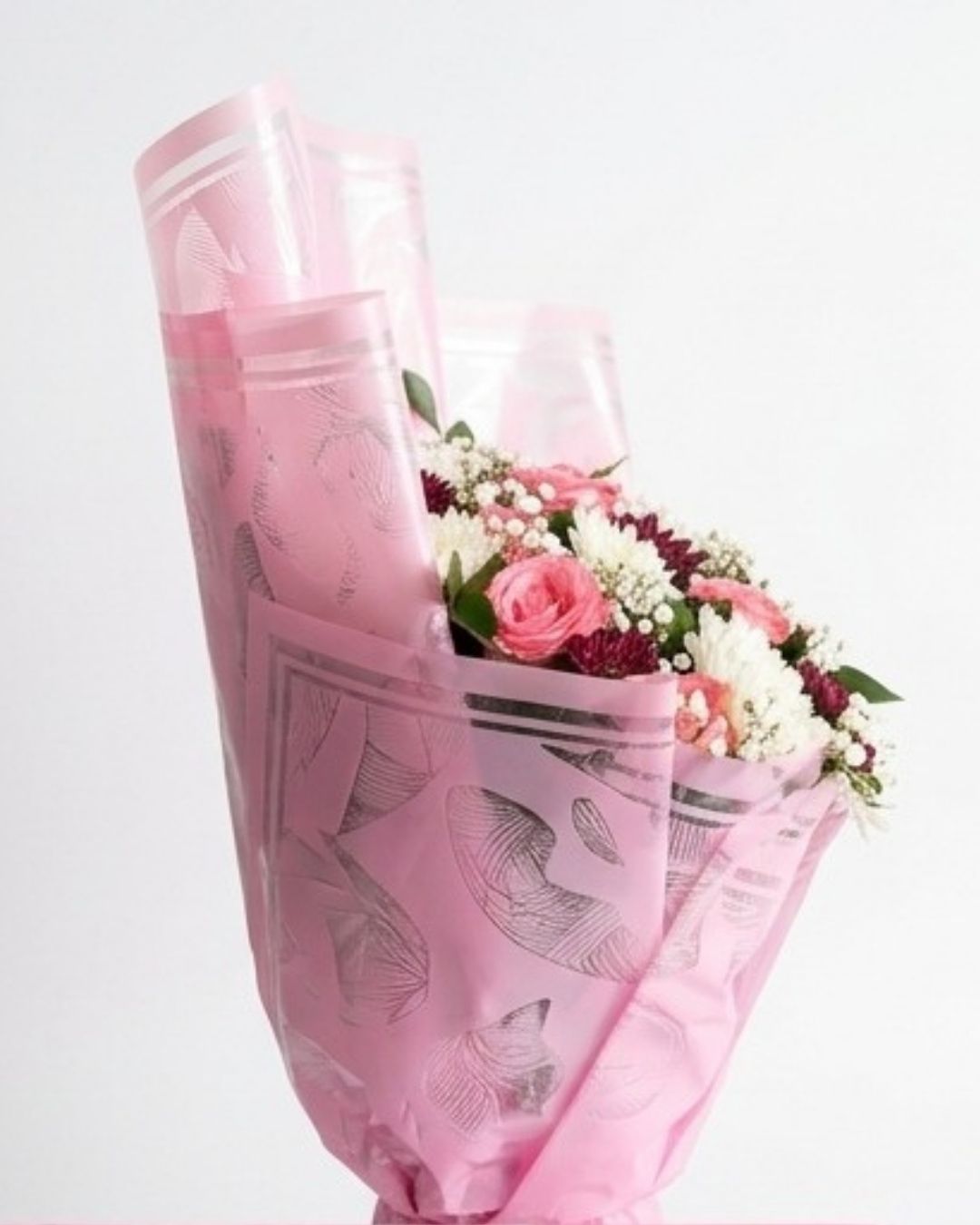 Blushing Pink & Maroon Chrysanthemum Elegance Bouquet detail 2