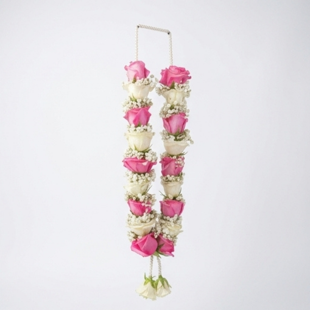 Dual-Tone Pink & White Rose Garland detail 3