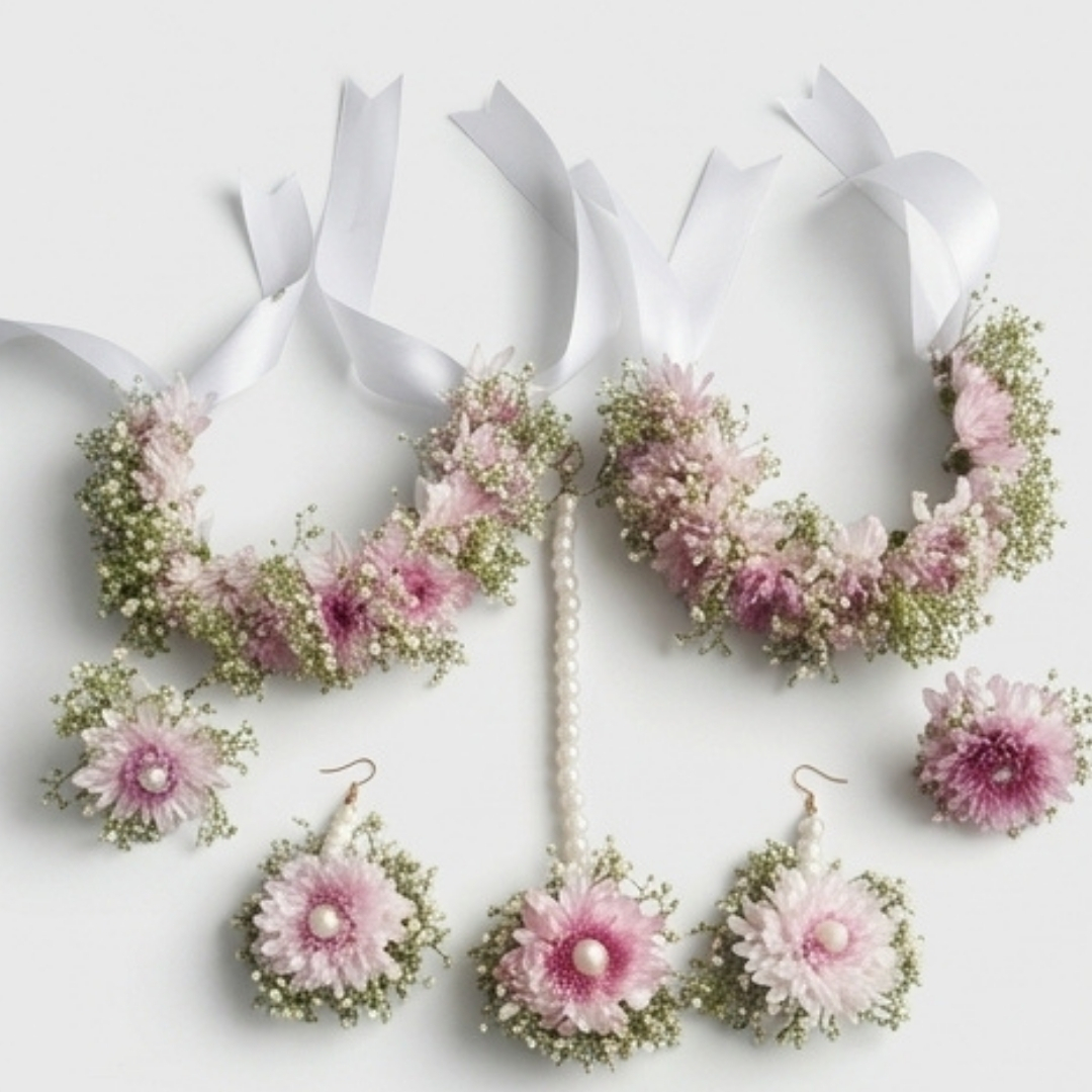 Blush Blossom Complete Floral Jewelry Set detail 2