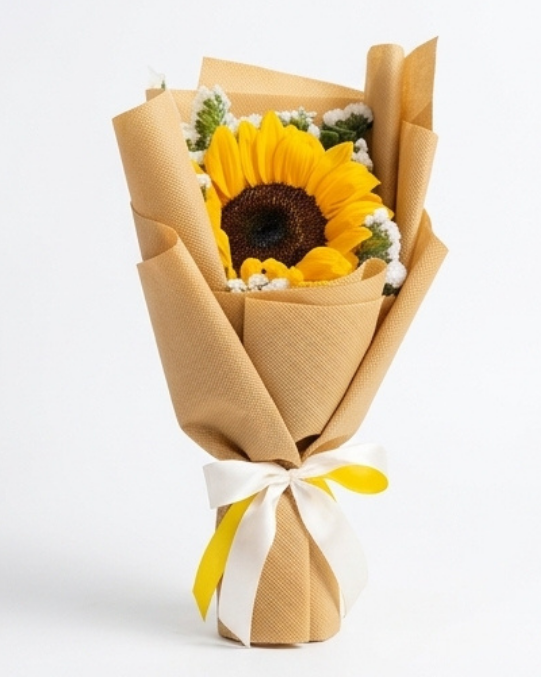 Soleil Mini Sunflower & White Accent Floral Bouquet — Fresh Flowers by Aligoraya Flowers Market, Lahore