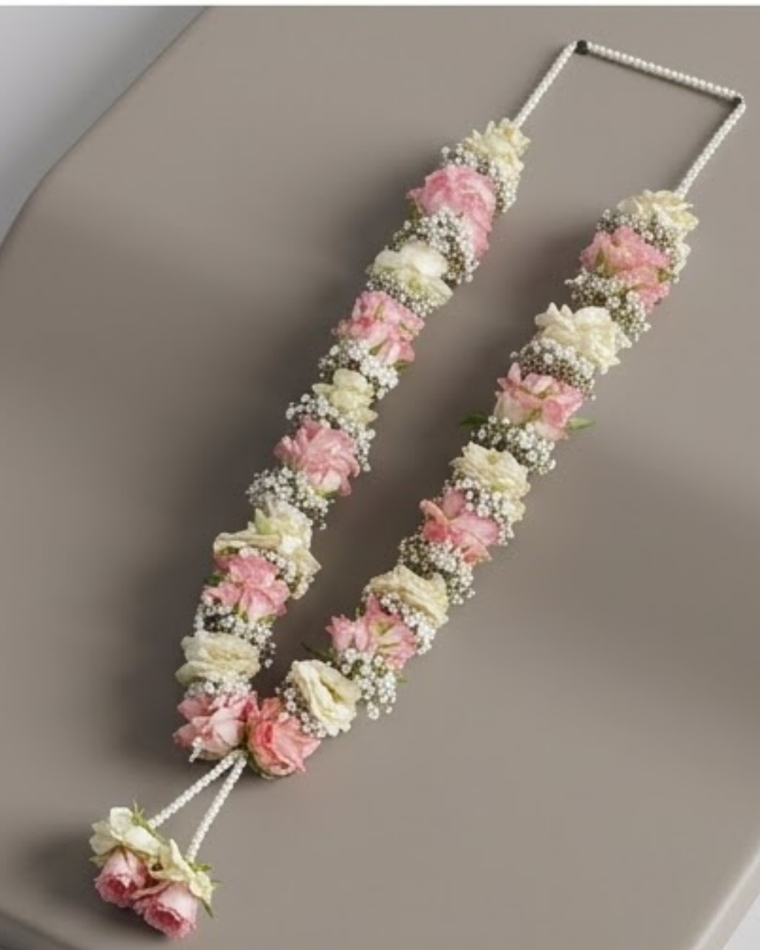 Blush & Ivory Traditional Floral Mala detail 3