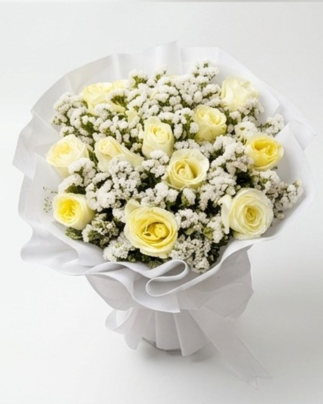 Pure Elegance White & Cream Rose Bouquet detail 2