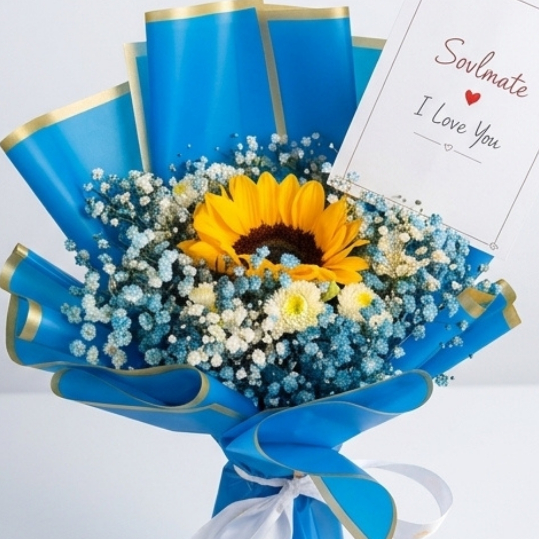 Azure Soulmate Sunflower & Baby’s Breath Bouquet detail 4