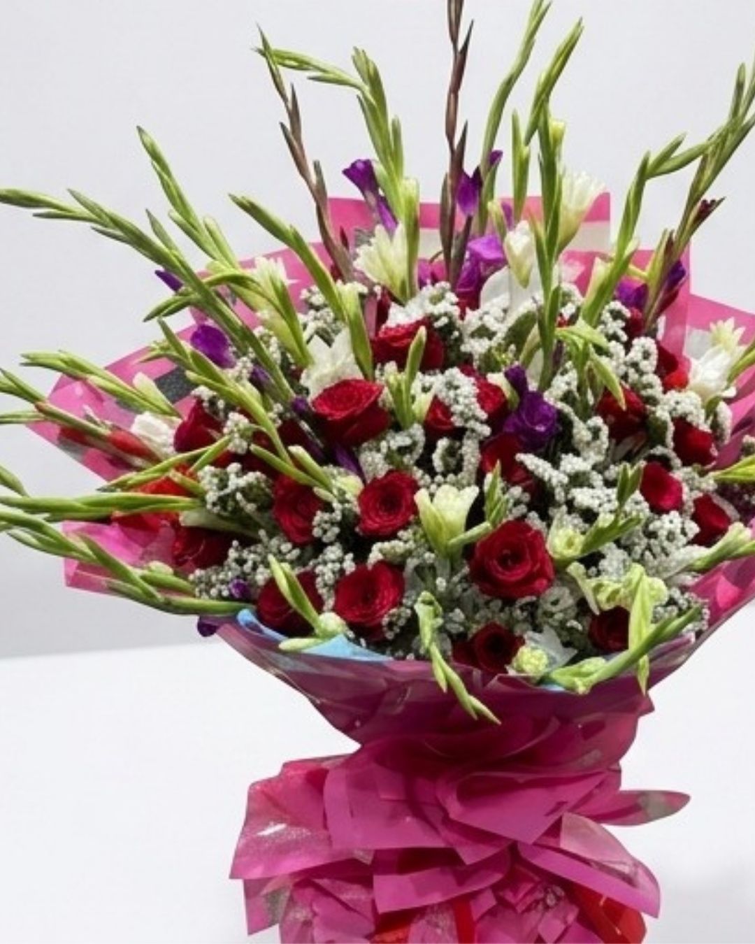 Ruby Radiant Gladiolus & Rose Luxury Bouquet detail 4