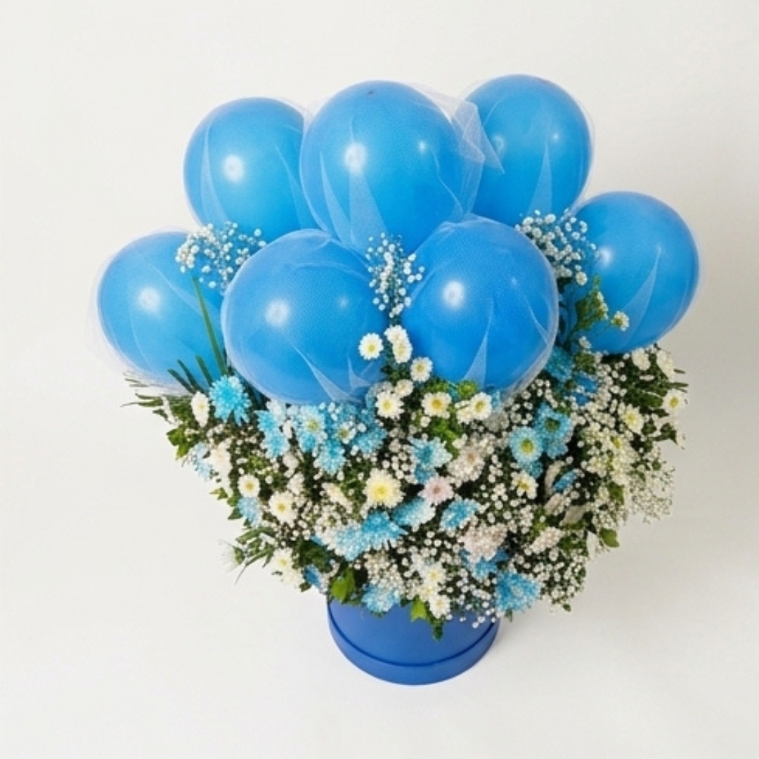 Azure Dream Blue Floral Box with Balloons detail 2