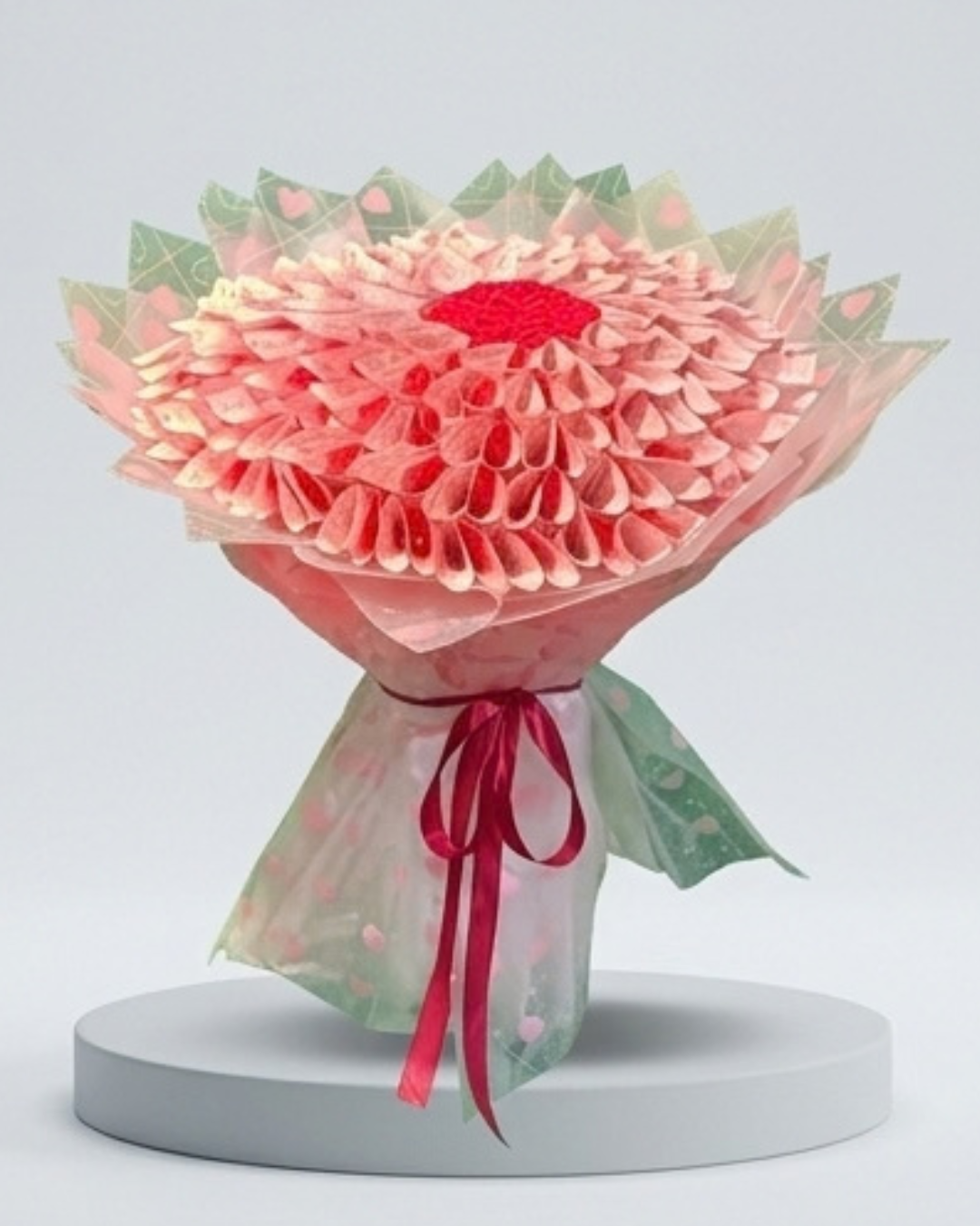 Currency Note Money Bouquet with Red Center and Decorated Wrapper — Money Bouquets by Aligoraya Flowers Market, Lahore