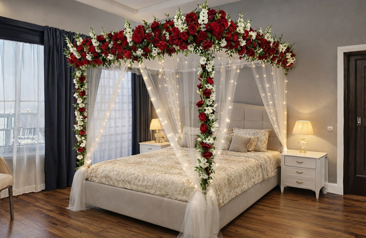 Romantic Rose Bridal Room Decoration — Bridal Room by Aligoraya Flowers Market