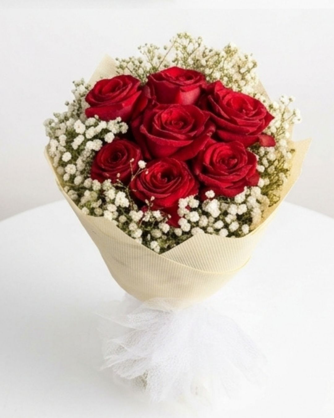 Cream & Crimson 7 Red Rose Petite Luxury Bouquet detail 4