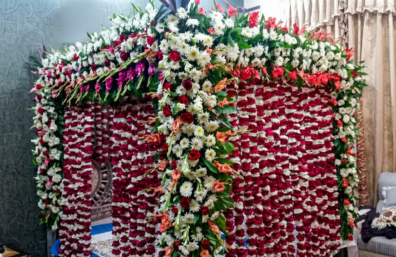 Premium Fresh & Artificial Luxury Wedding Masehri Floral Canopy | Bridal Room — Bridal Room by Aligoraya Flowers Market