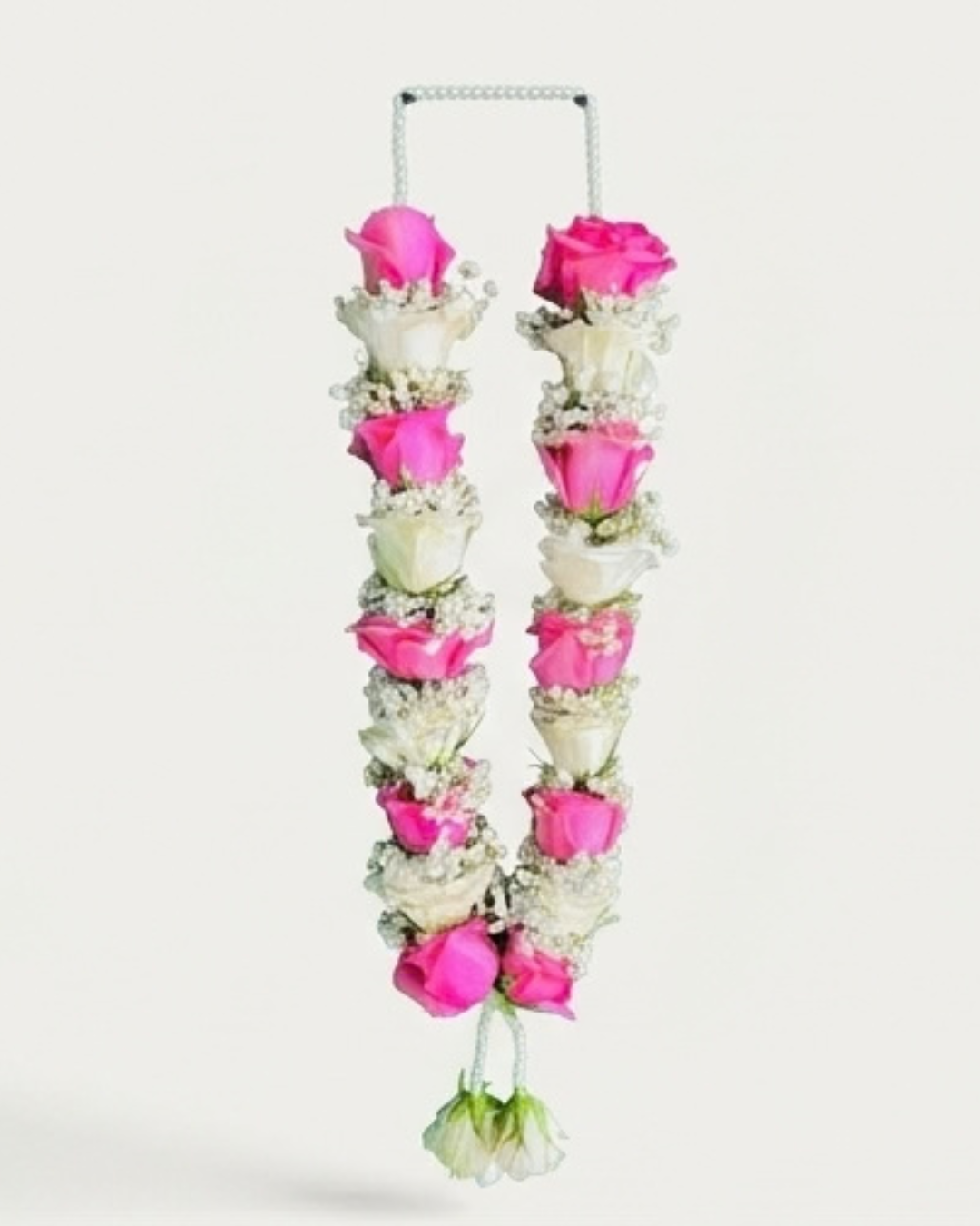 Pink and White Rose Floral Garland Mala — Fresh Flowers by Aligoraya Flowers Market, Lahore