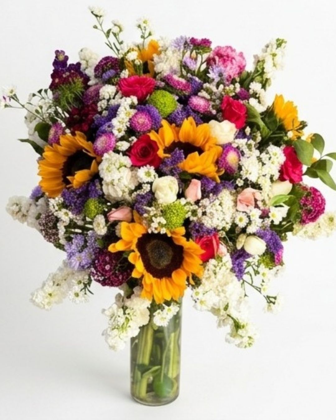 Vibrant Wildflower & Sunflower Luxury Vase Arrangement detail 3