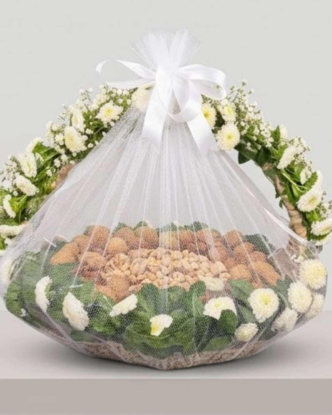 Golden Harvest Dry Fruit & Floral Gift Basket detail 4