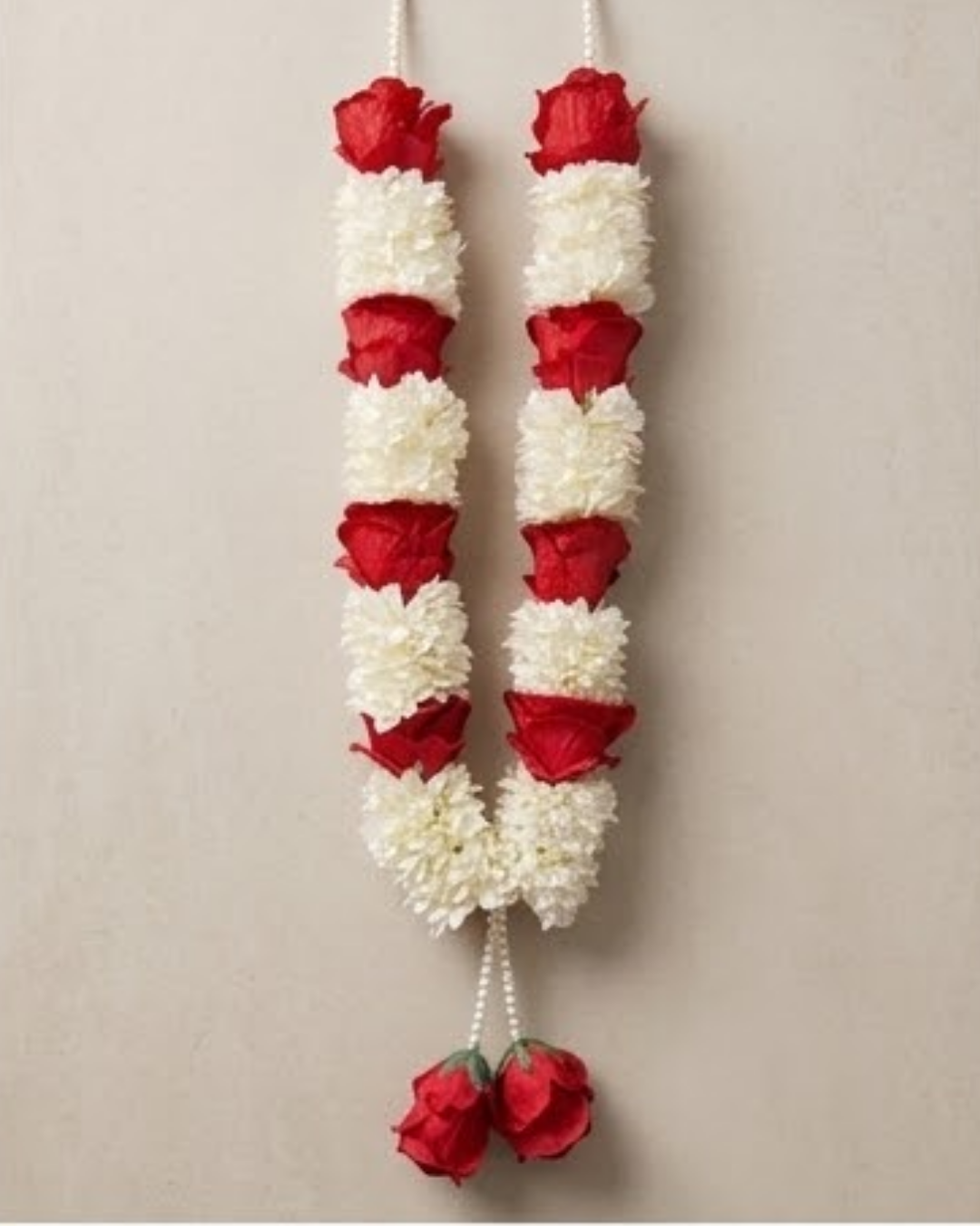 : Crimson & Ivory Artificial Floral Garland Mala — Artificial Flowers by Aligoraya Flowers Market, Lahore