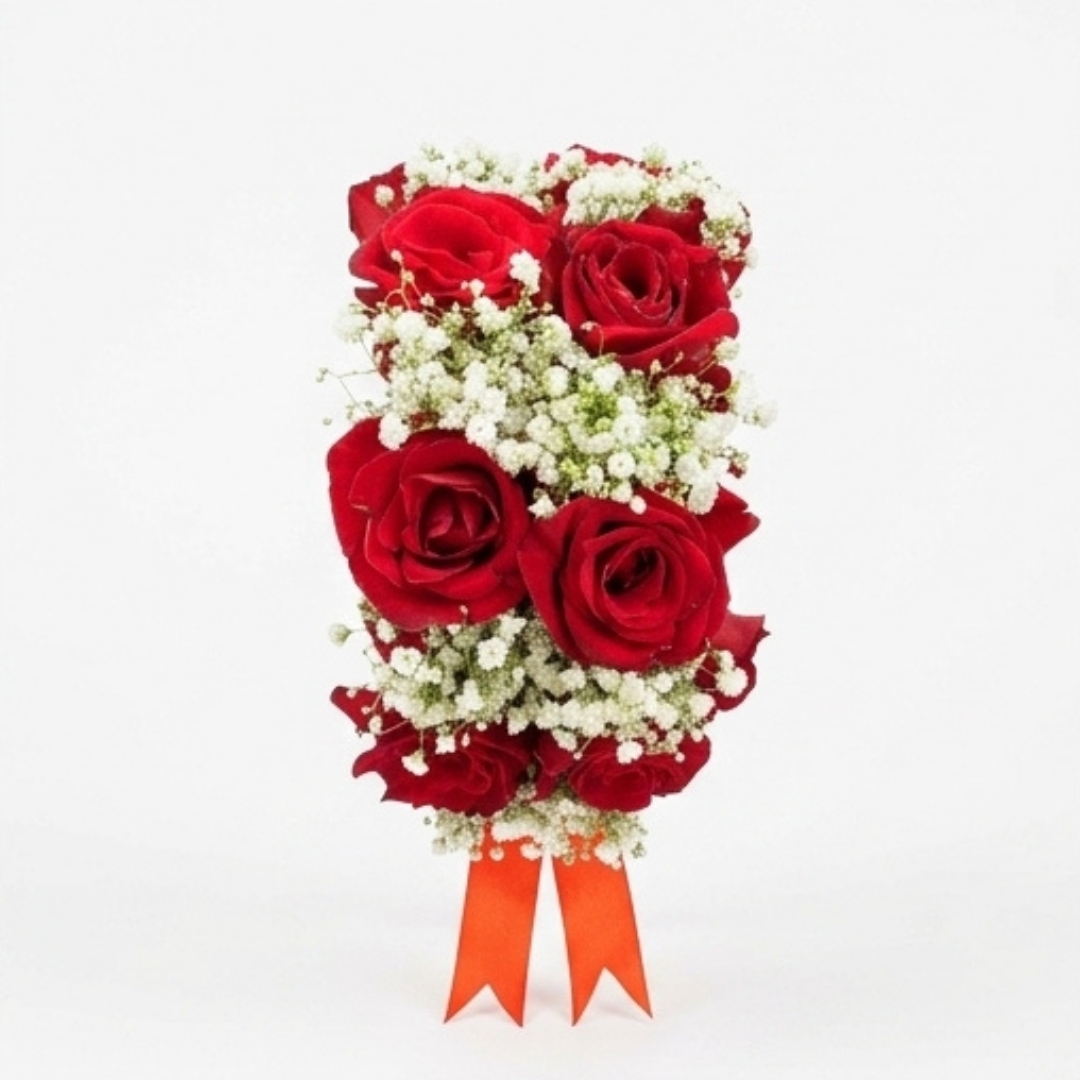 Scarlet Passion Red Rose & Baby’s Breath Bracelet detail 4