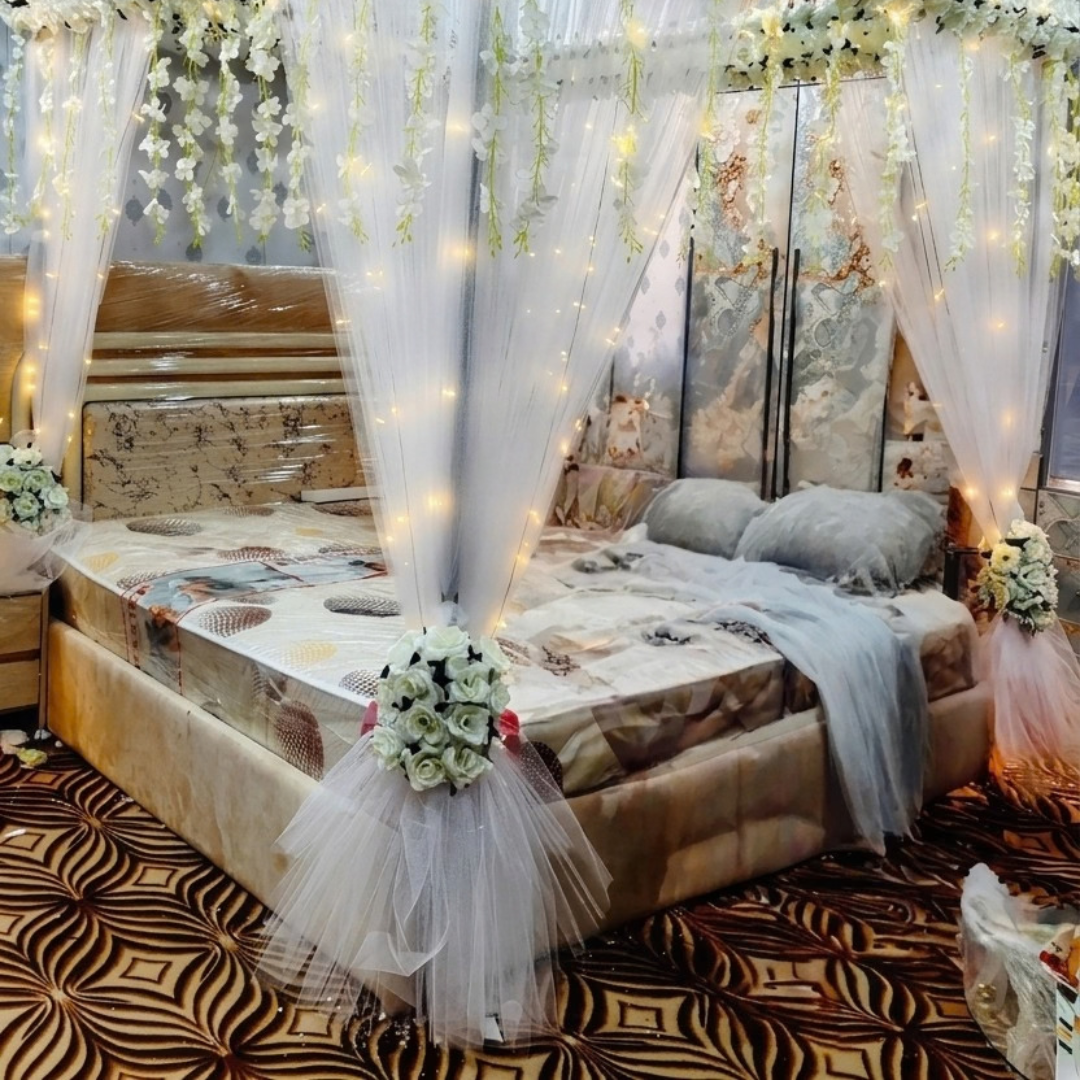 Elegant White Floral Canopy Bridal Room Decoration