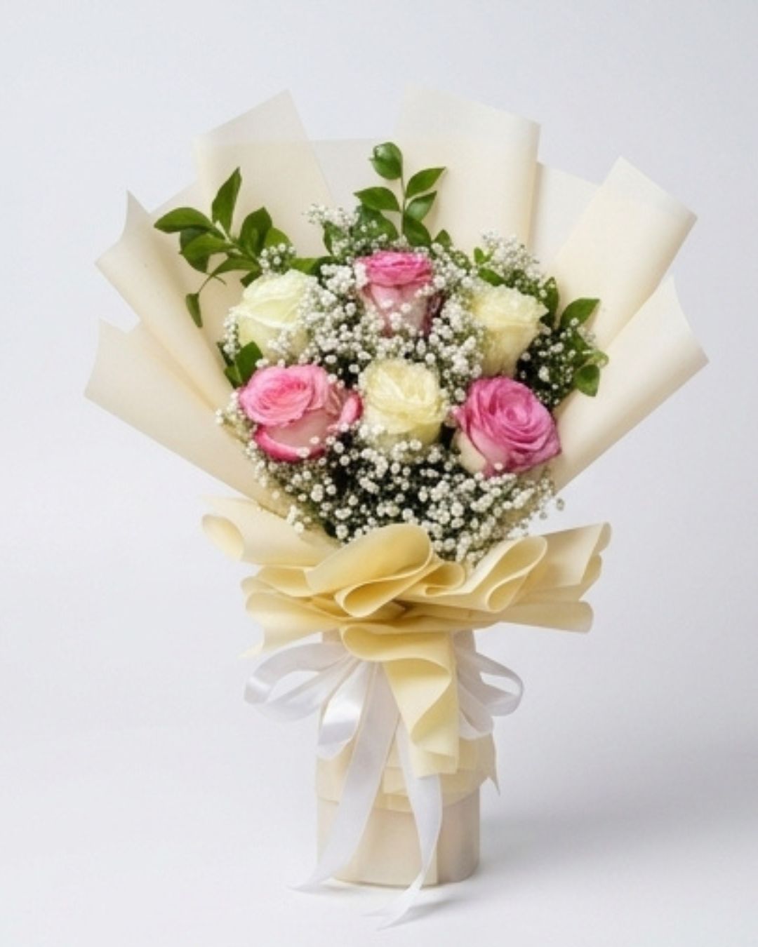 Soft Pastels Pink & White Rose Luxury Bouquet — Flowers by Aligoraya Flowers Market, Lahore