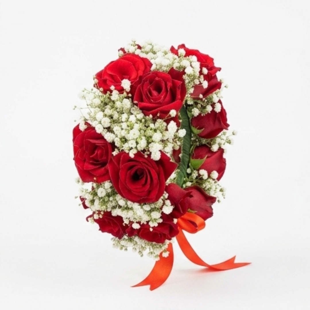 Scarlet Passion Red Rose & Baby’s Breath Bracelet detail 3