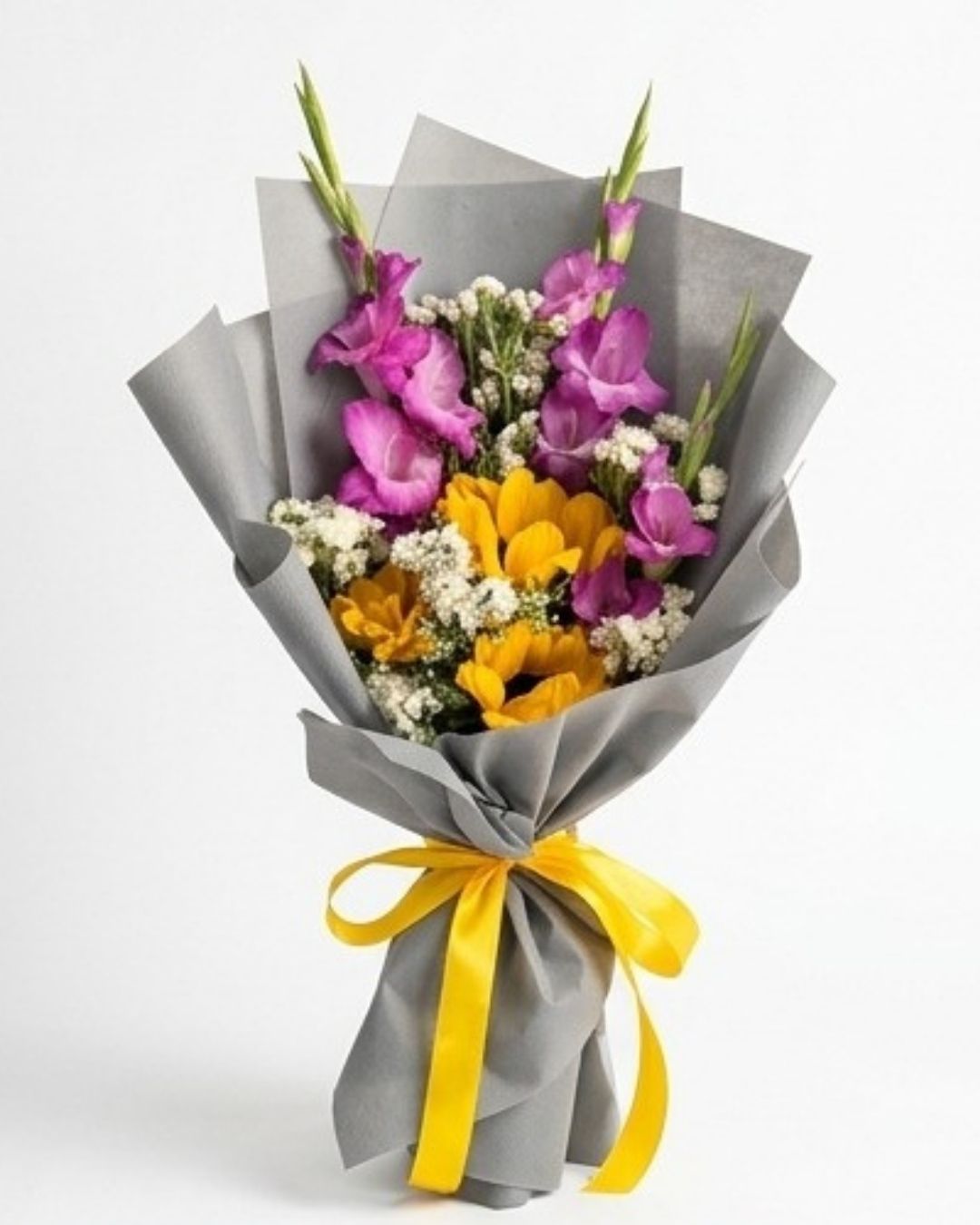 Sunflower & Purple Gladiolus Vibrant Bouquet detail 2