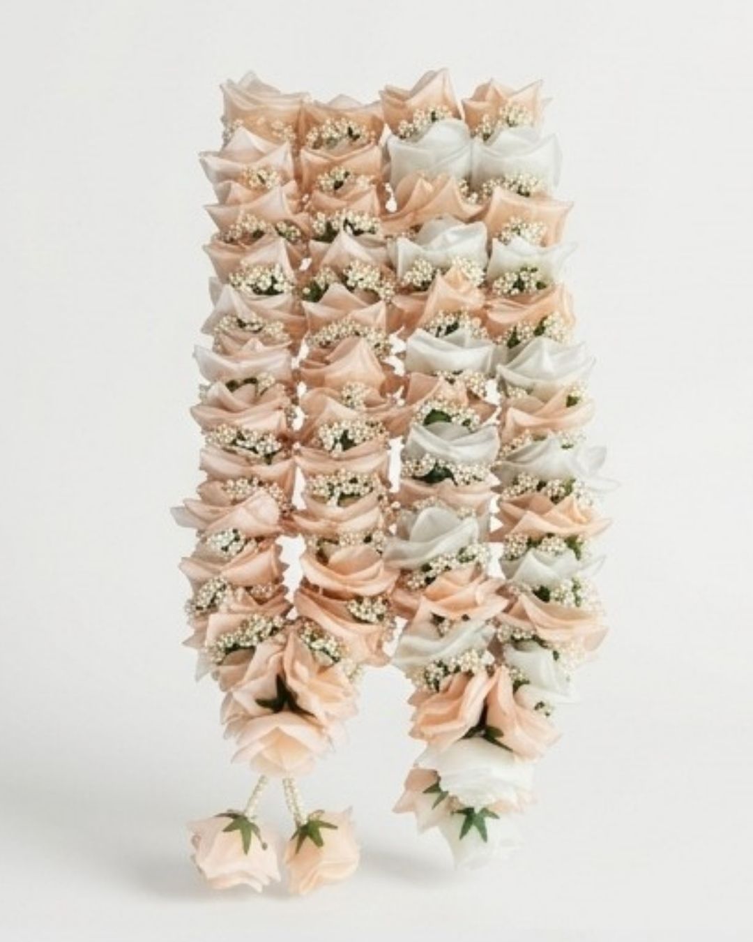 Elegant Peach & White Traditional Wedding Mala detail 4