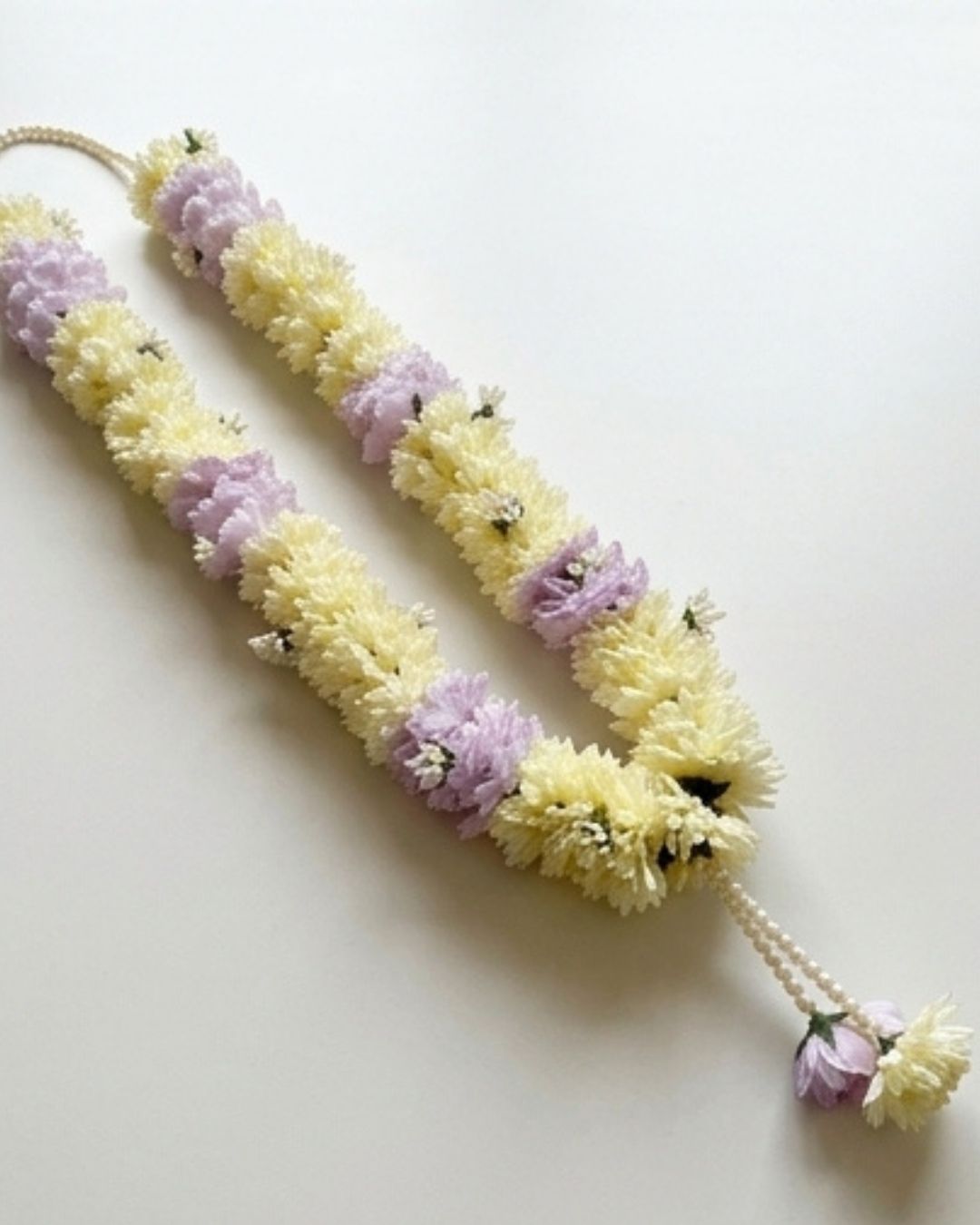 Pastel Yellow & Lilac Traditional Wedding Mala detail 3