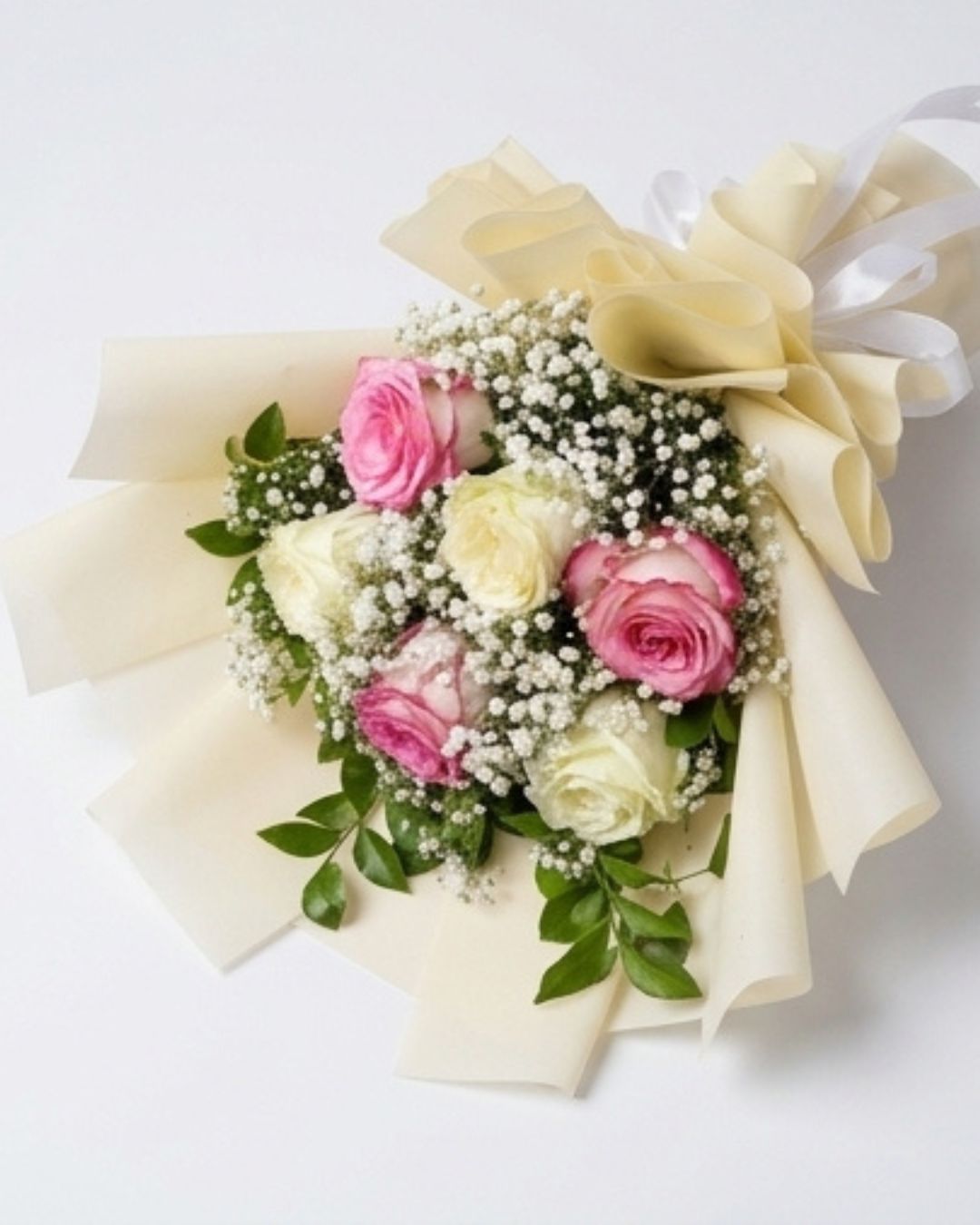 Soft Pastels Pink & White Rose Luxury Bouquet detail 4