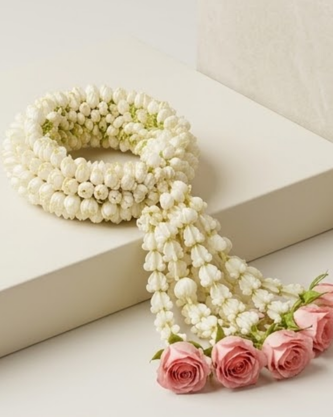 Ivory Charm Traditional Tube Rose Gajra & Wrist Ornament detail 3