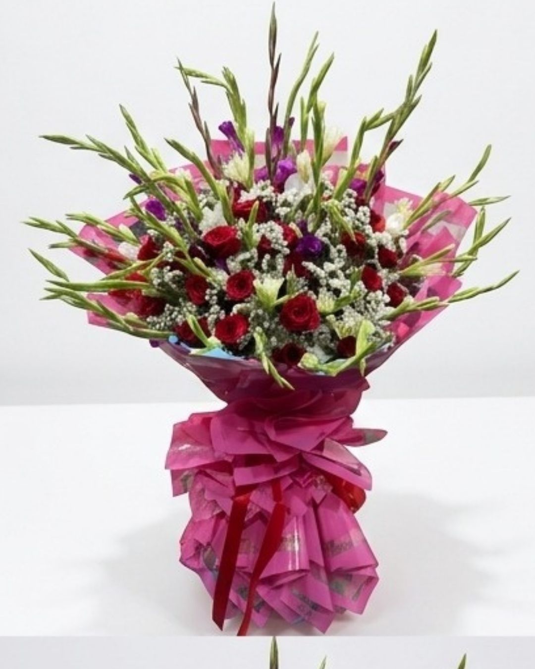 Ruby Radiant Gladiolus & Rose Luxury Bouquet detail 2