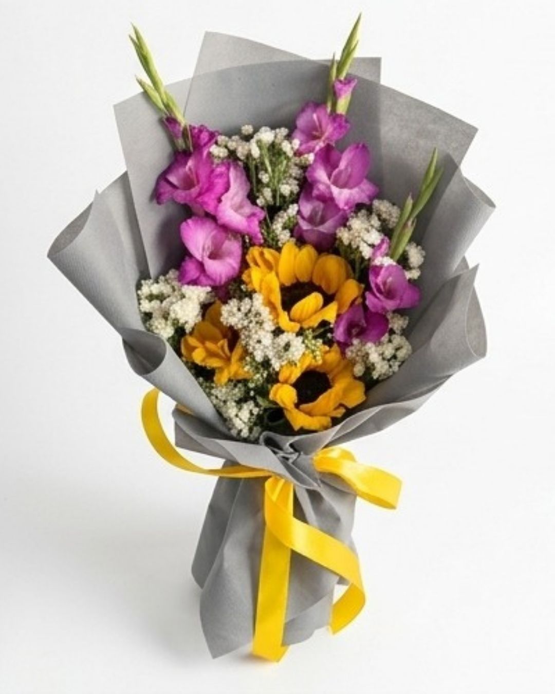 Sunflower & Purple Gladiolus Vibrant Bouquet detail 3