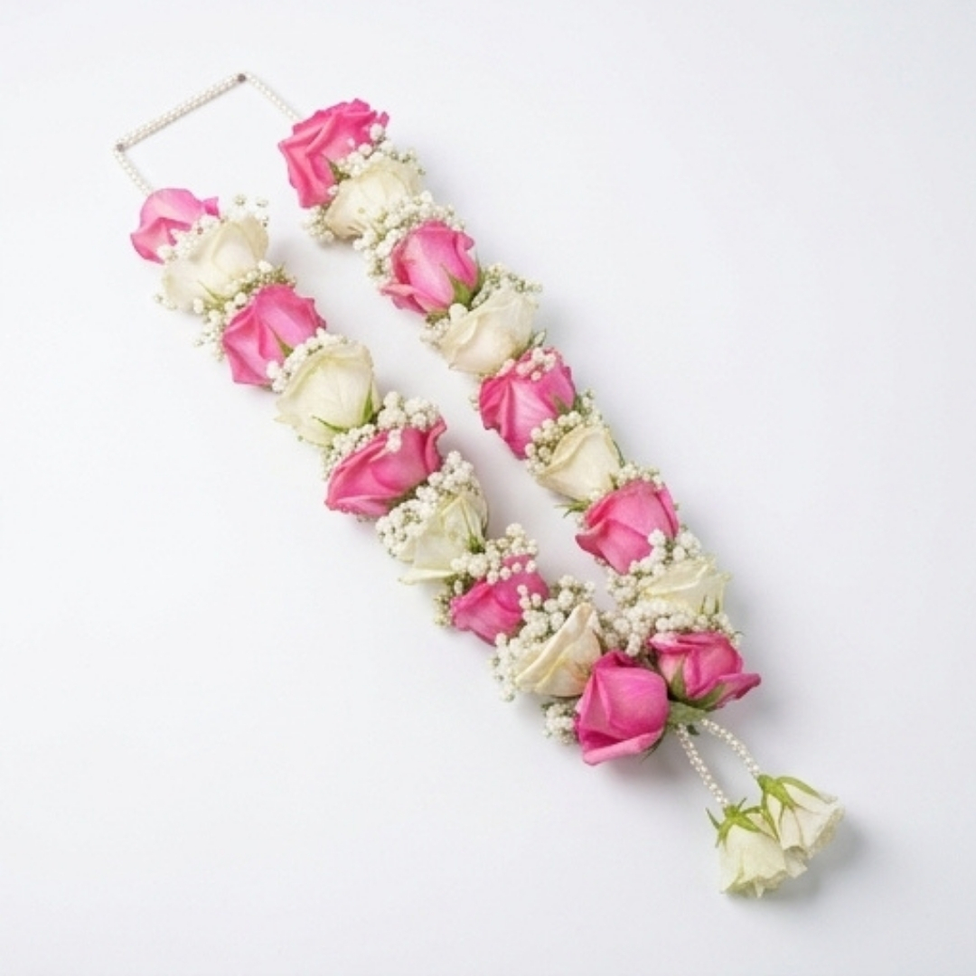 Dual-Tone Pink & White Rose Garland detail 2