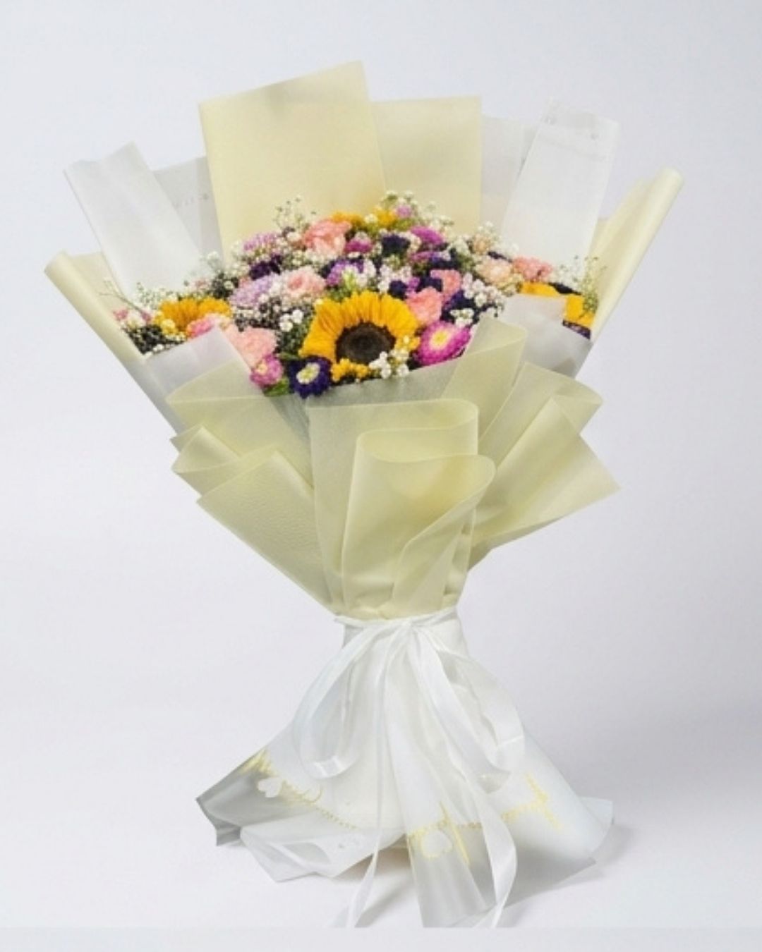 Sunshine Meadow Mixed Sunflower & Pastel Floral Bouquet