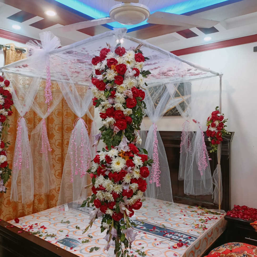 Luxury Masheri Wedding Bed Decoration - Choice of Fresh & Artificial Flowers