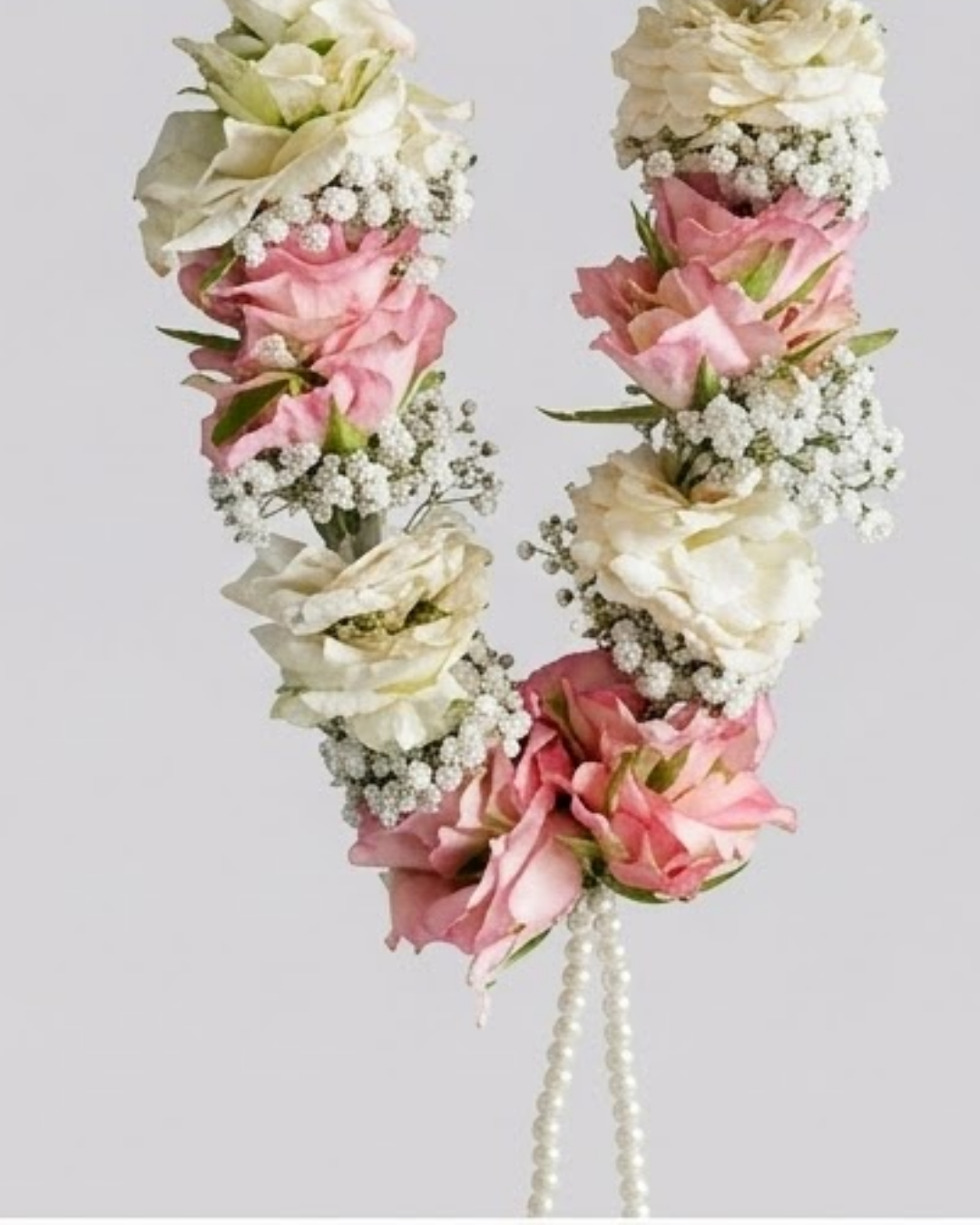 Blush & Ivory Traditional Floral Mala detail 4