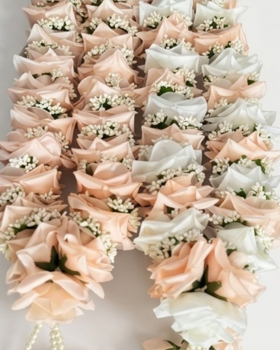 Elegant Peach & White Traditional Wedding Mala detail 2