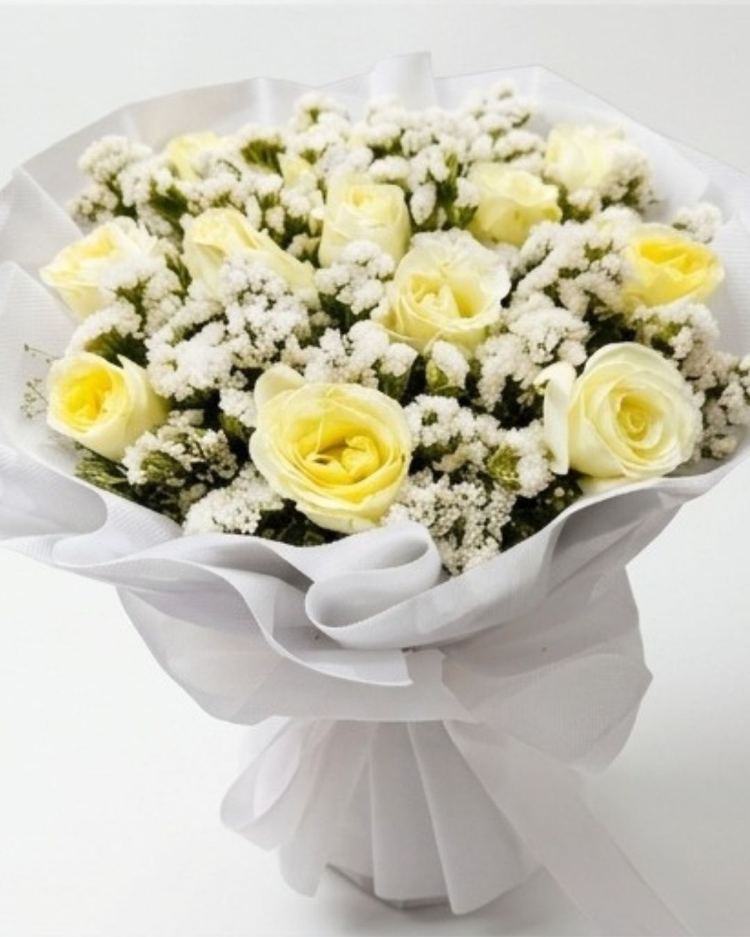 Pure Elegance White & Cream Rose Bouquet detail 3