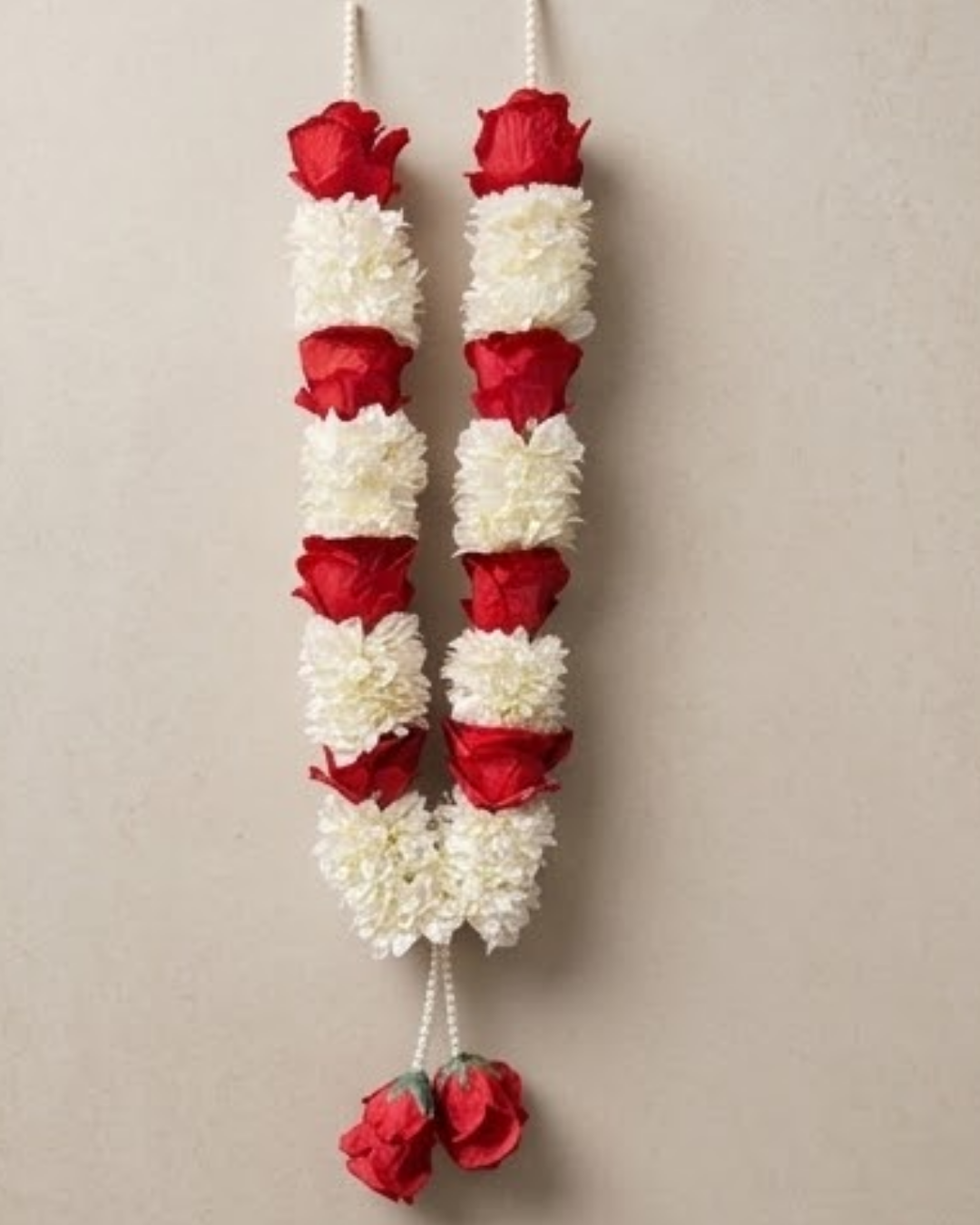: Crimson & Ivory Artificial Floral Garland Mala detail 3