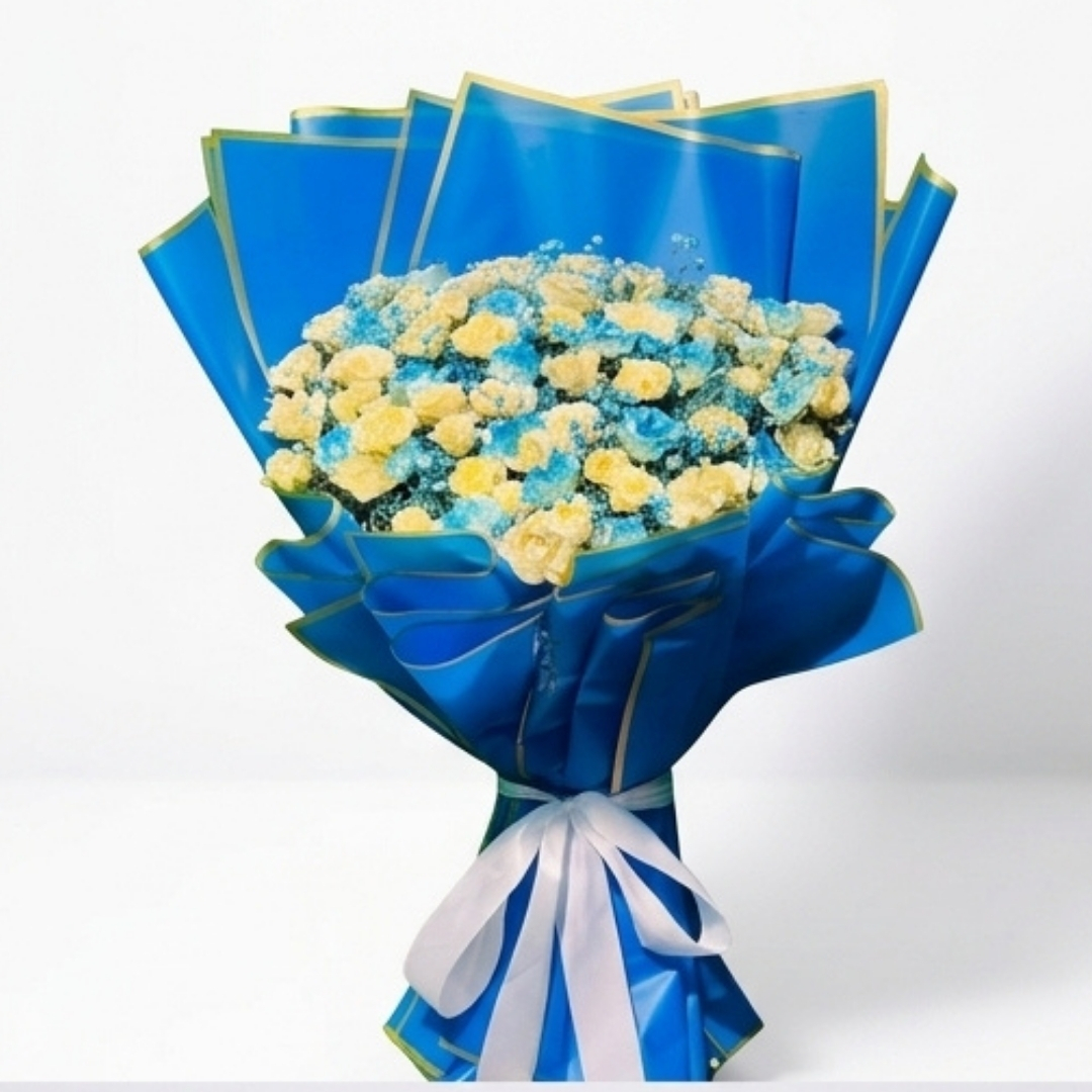 Azure Elegance Blue & White Floral Bouquet detail 3
