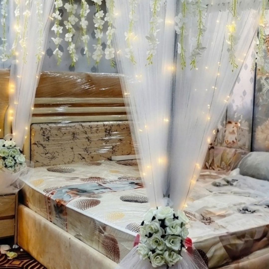 Elegant White Floral Canopy Bridal Room Decoration