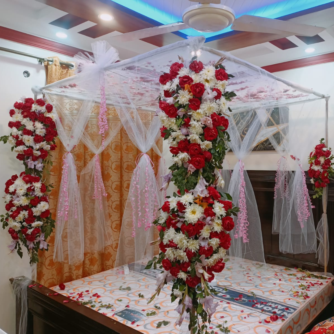 Luxury Masheri Wedding Bed Decoration - Choice of Fresh & Artificial Flowers