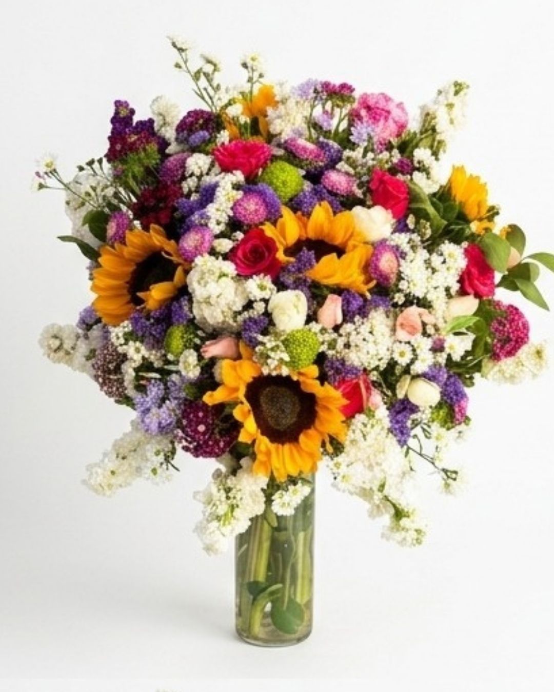 Vibrant Wildflower & Sunflower Luxury Vase Arrangement detail 2