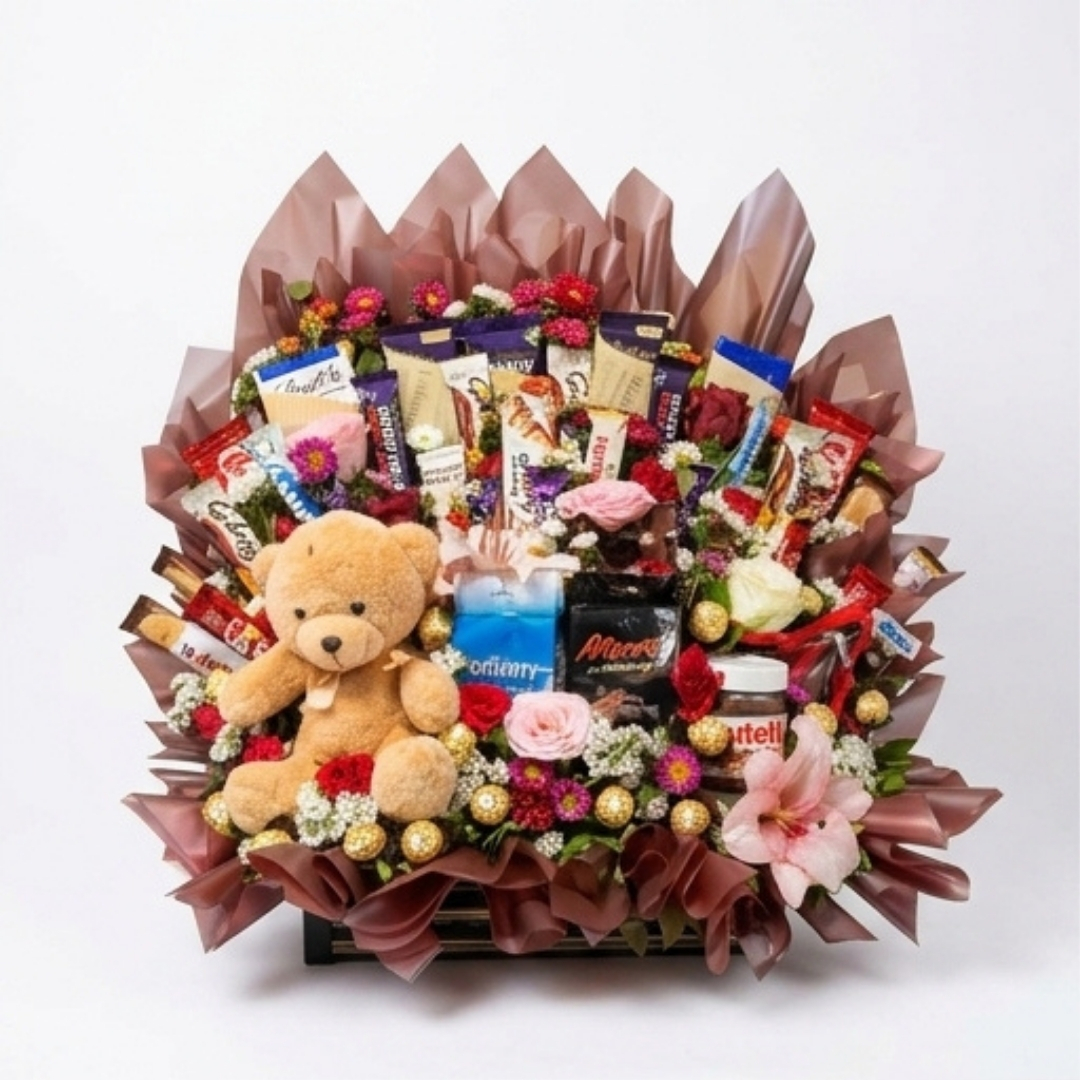 Ultimate Sweet Treats Floral & Chocolate Basket detail 3