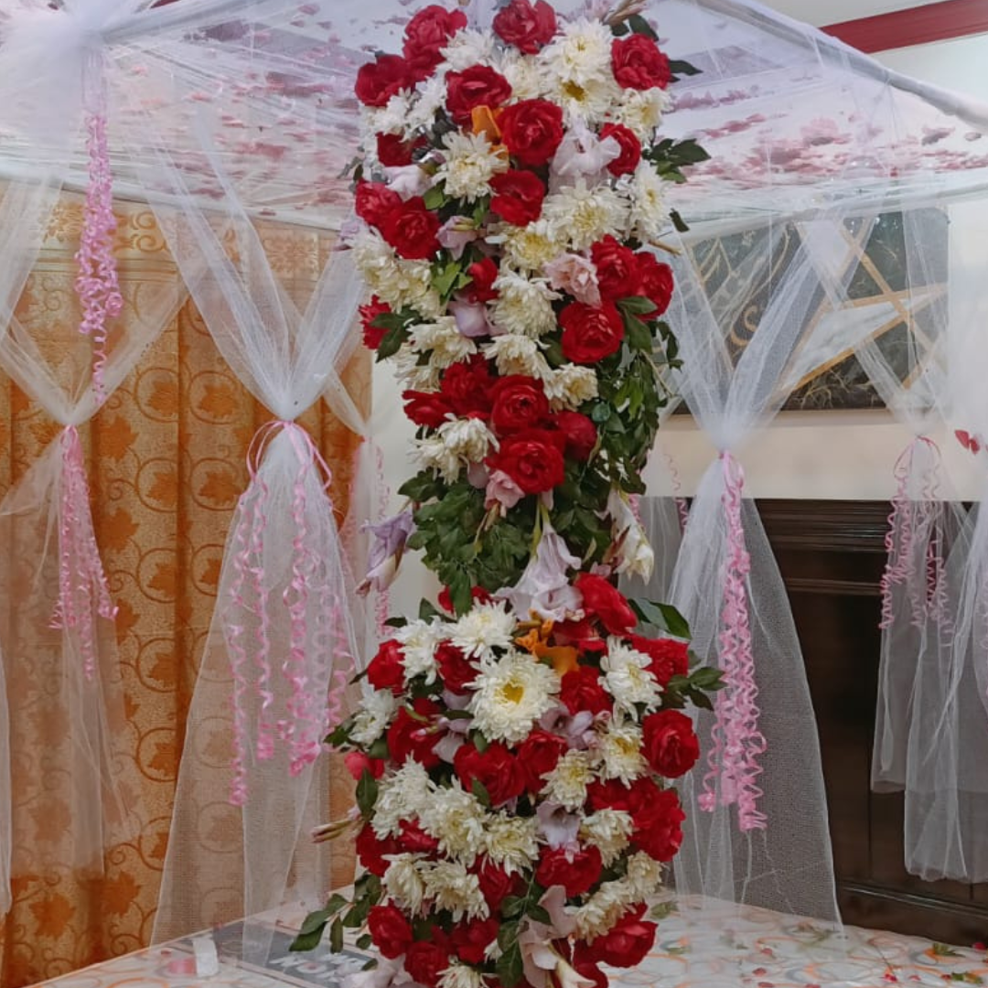 Luxury Masheri Wedding Bed Decoration - Choice of Fresh & Artificial Flowers