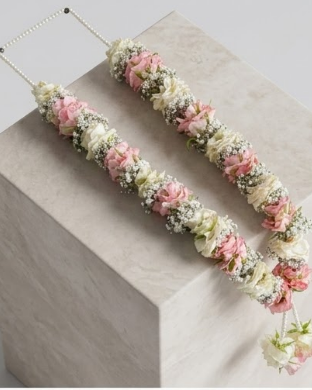 Blush & Ivory Traditional Floral Mala — Baby's Breath by Aligoraya Flowers Market, Lahore