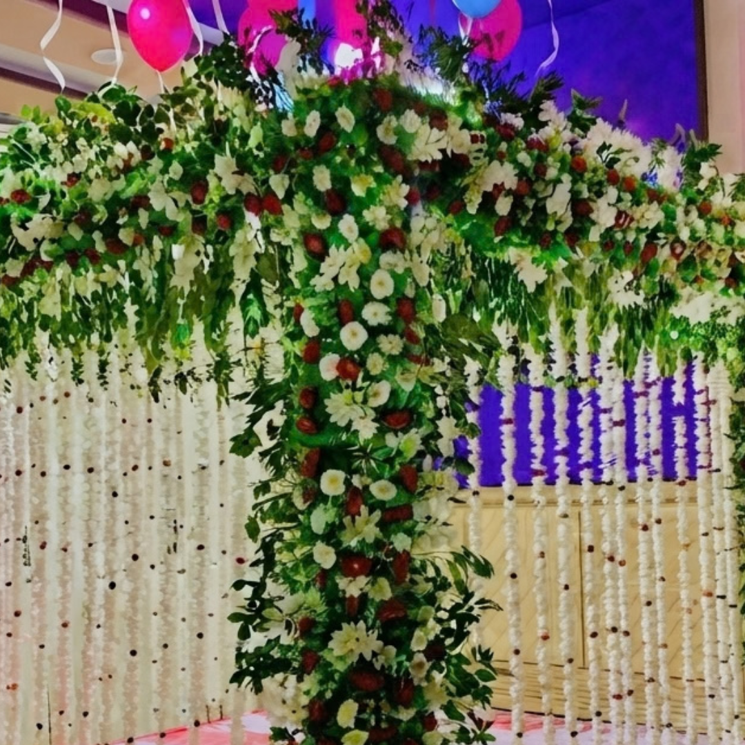 Floral Arch & Hanging Garland Bridal Room Decoration