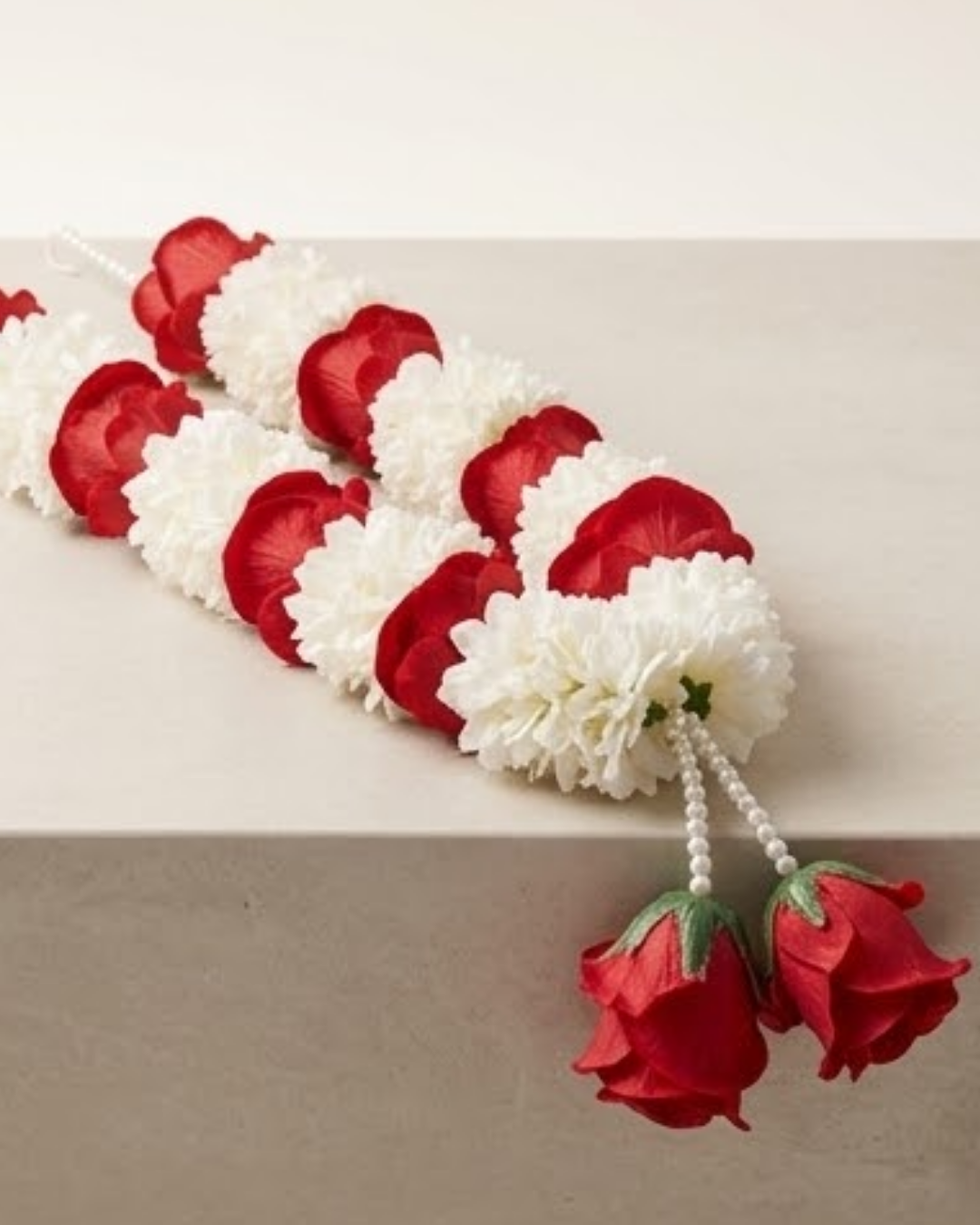 : Crimson & Ivory Artificial Floral Garland Mala detail 2