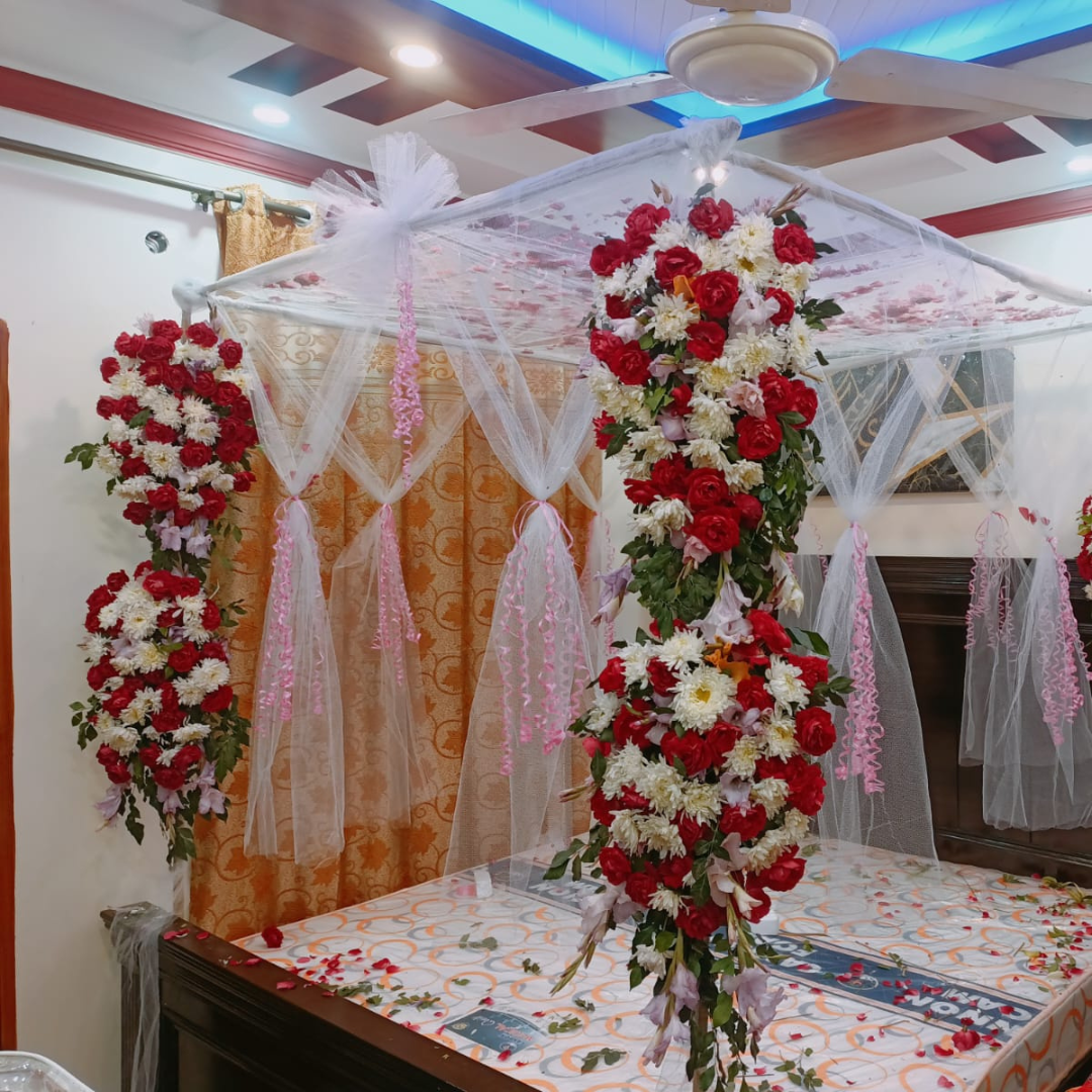 Luxury Masheri Wedding Bed Decoration - Choice of Fresh & Artificial Flowers